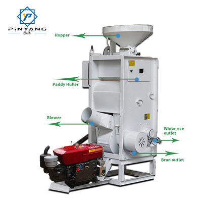 SB-5 400-600KG/H Small Rice Miller Combined One-Stop Diesel Engine Rice Milling Machine with Core Motor Component