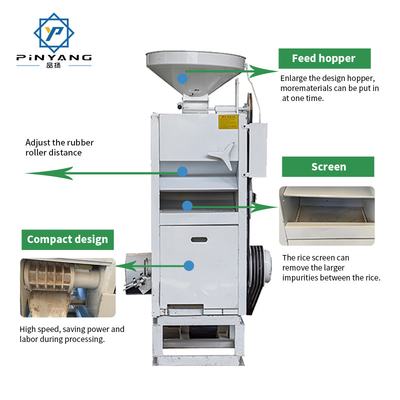 SB-5 400-600KG/H Small Rice Miller Combined One-Stop Diesel Engine Rice Milling Machine with Core Motor Component